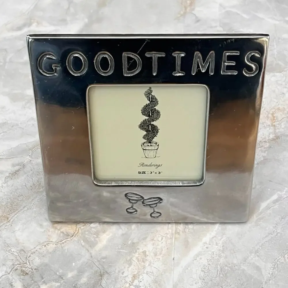 Pewter Picture Frame 3x3 in Silver Free Standing 